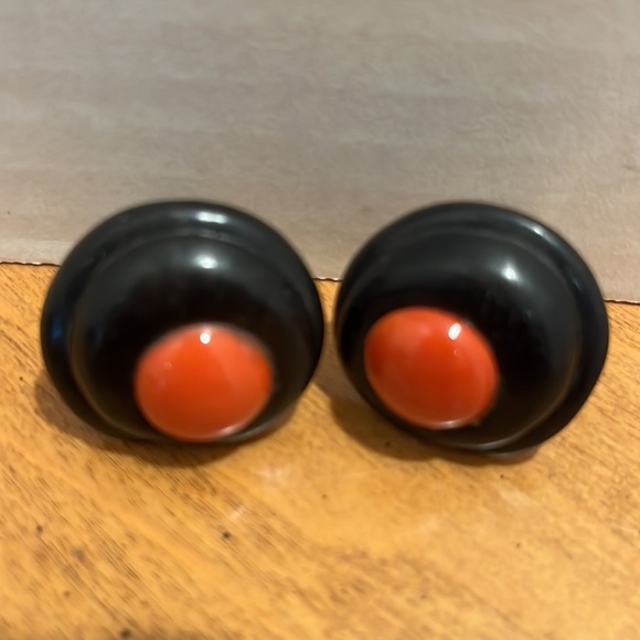 Patricia Von Musulinpre- loved vintage silver with ebony wood & coral earrings